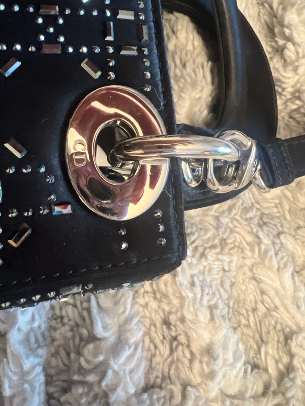 Mini Lady Dior Bag Black Strass Cannage Satin - Picture 9 of 11